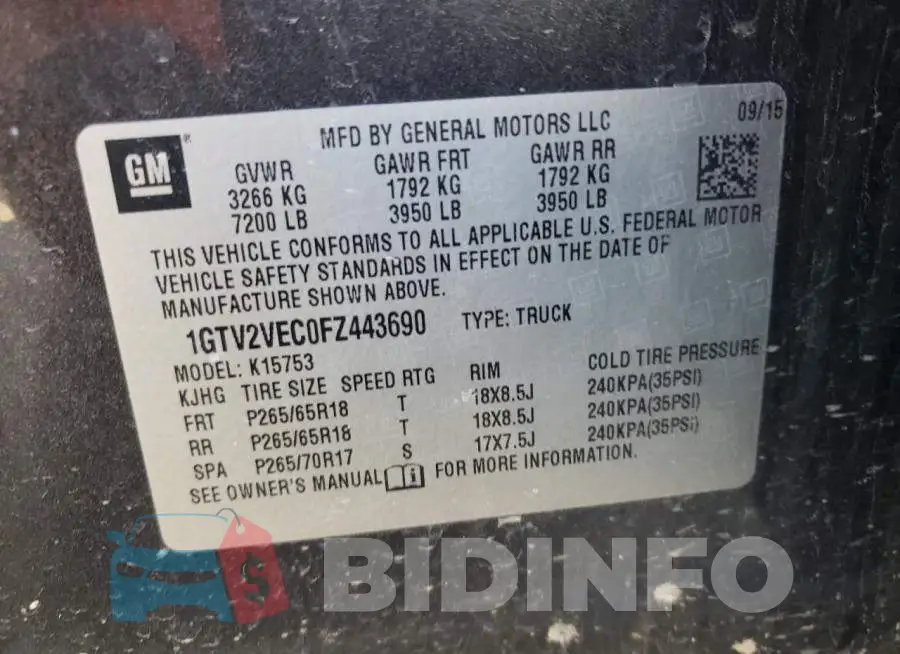 1GTV2VEC0FZ443690 Photo# 12
