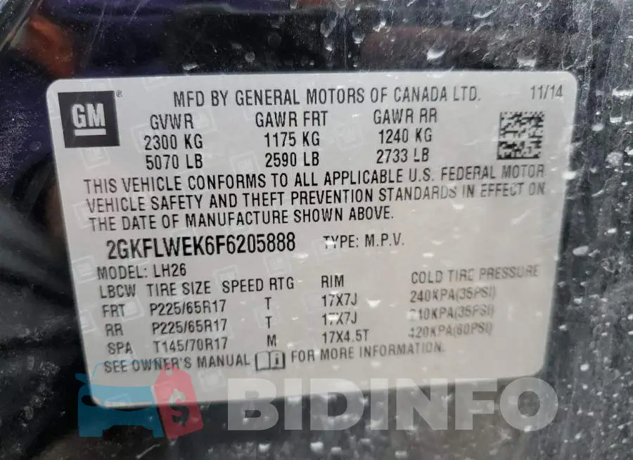2GKFLWEK6F6205888 Photo# 12