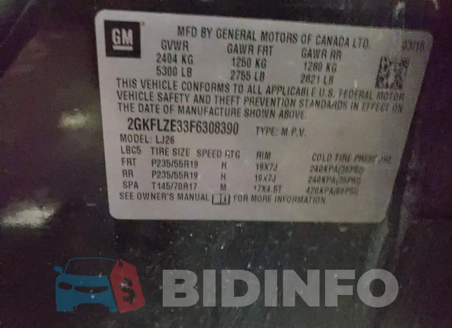 2GKFLZE33F6308390 Photo# 13