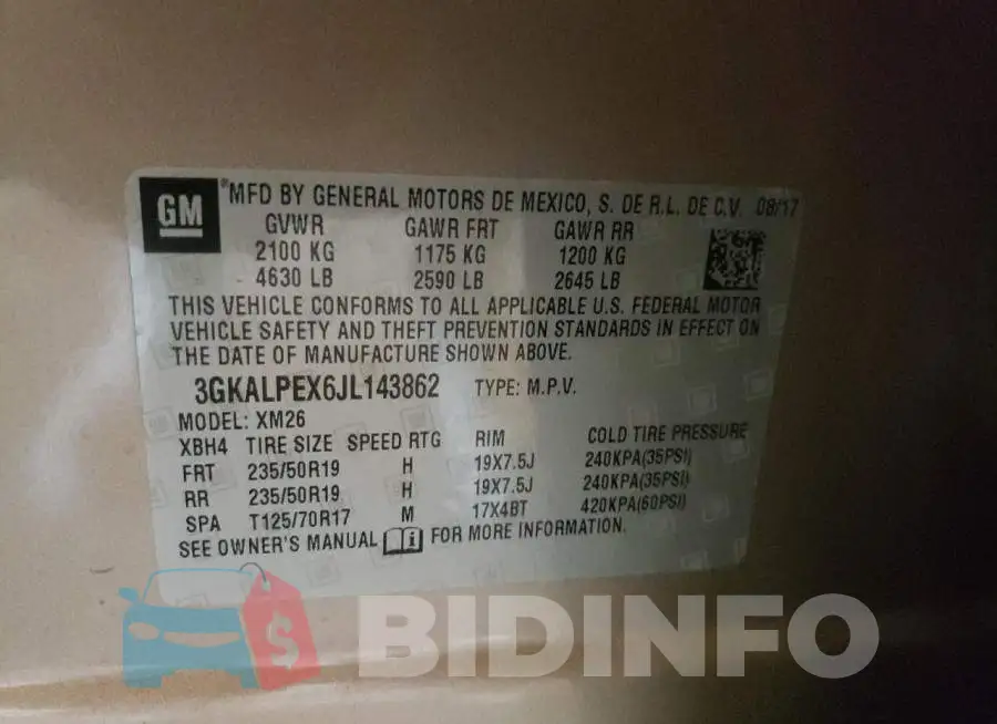 3GKALPEX6JL143862 Photo# 14