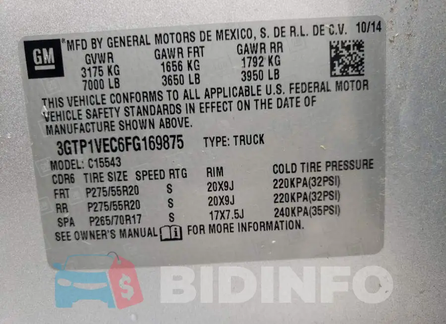 3GTP1VEC6FG169875 Photo# 13