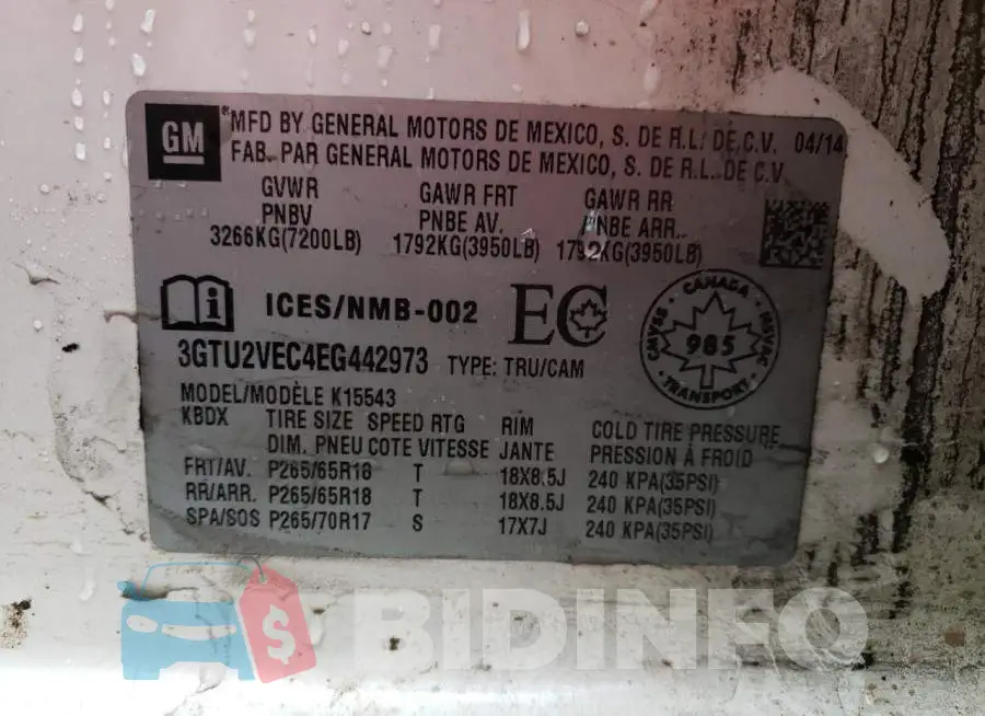 3GTU2VEC4EG442973 Photo# 13
