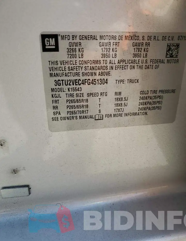 3GTU2VEC4FG451304 Photo# 12