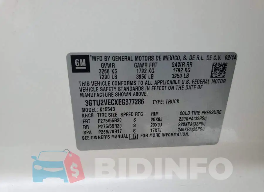 3GTU2VECXEG377286 Photo# 12