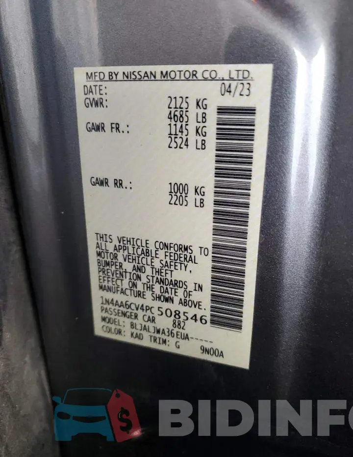 1N4AA6CV4PC508546 Photo# 12