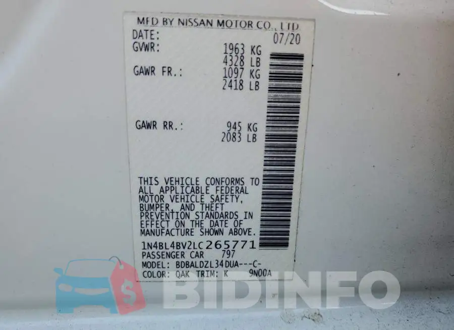 1N4BL4BV2LC265771 Photo# 13