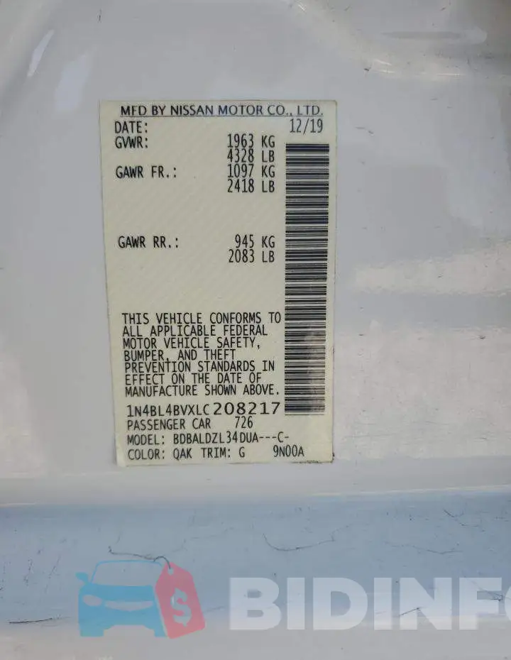 1N4BL4BVXLC208217 Photo# 12