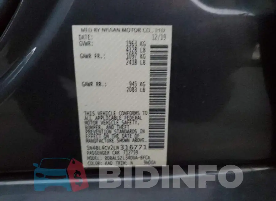 1N4BL4CV2LN316771 Photo# 12
