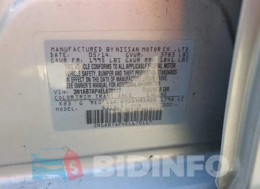 3N1AB7AP4EL670117 Photo# 12
