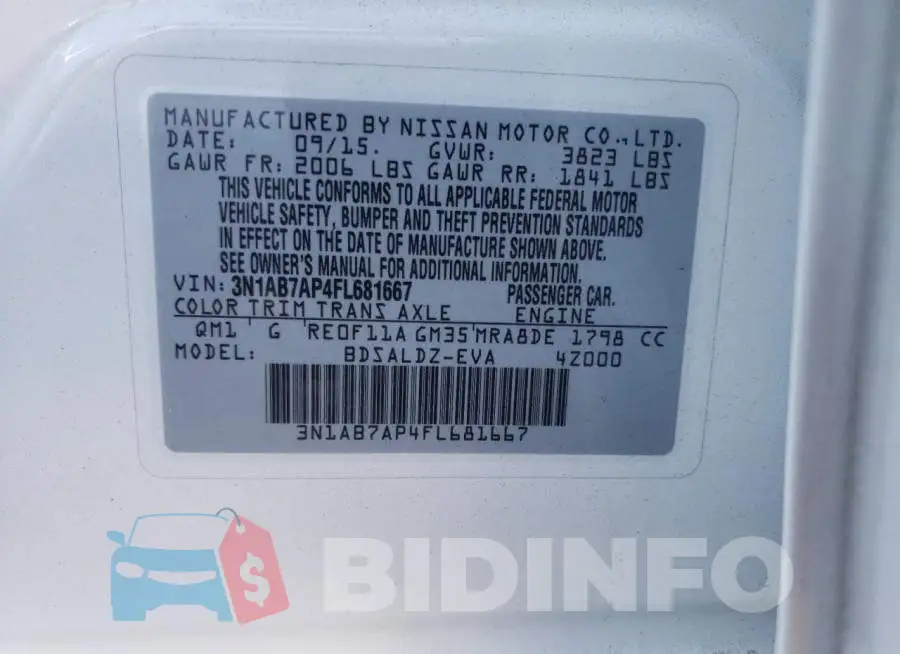 3N1AB7AP4FL681667 Photo# 12