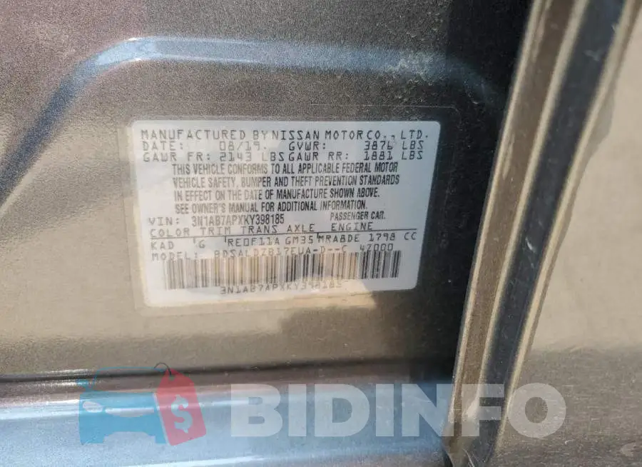 3N1AB7APXKY398185 Photo# 12