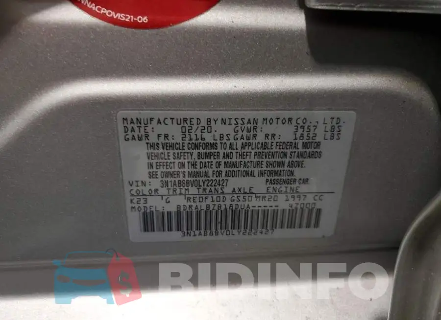 3N1AB8BV0LY222427 Photo# 12