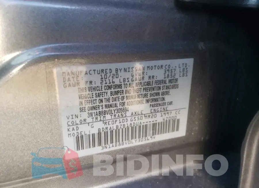 3N1AB8BV0LY305694 Photo# 12