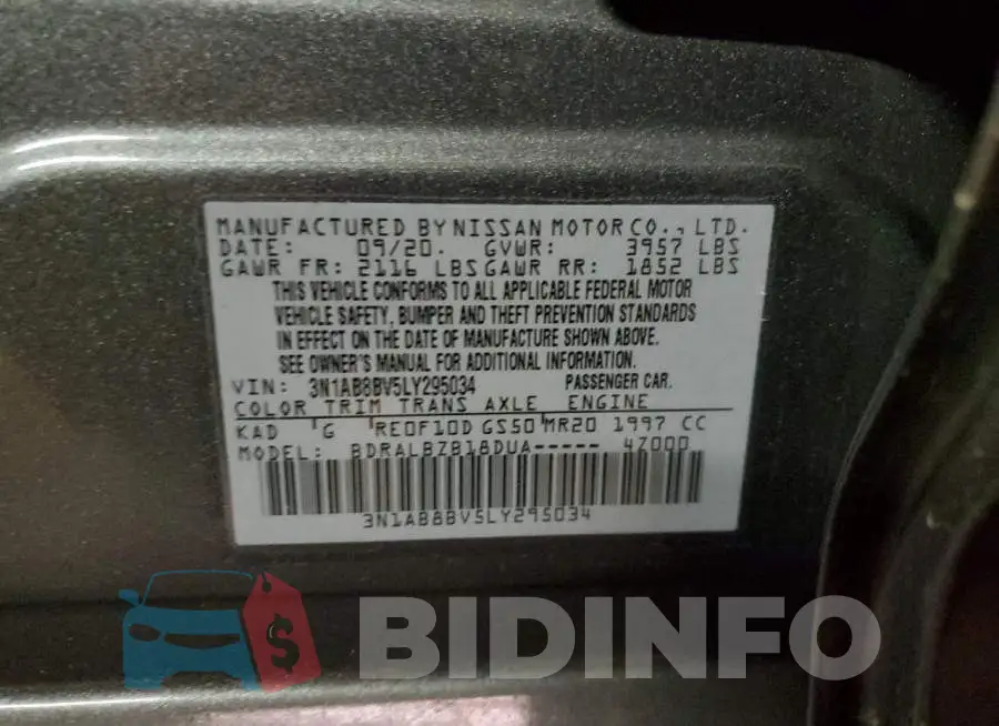 3N1AB8BV5LY295034 Photo# 12