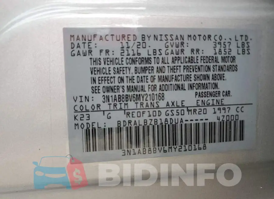 3N1AB8BV6MY210168 Photo# 12
