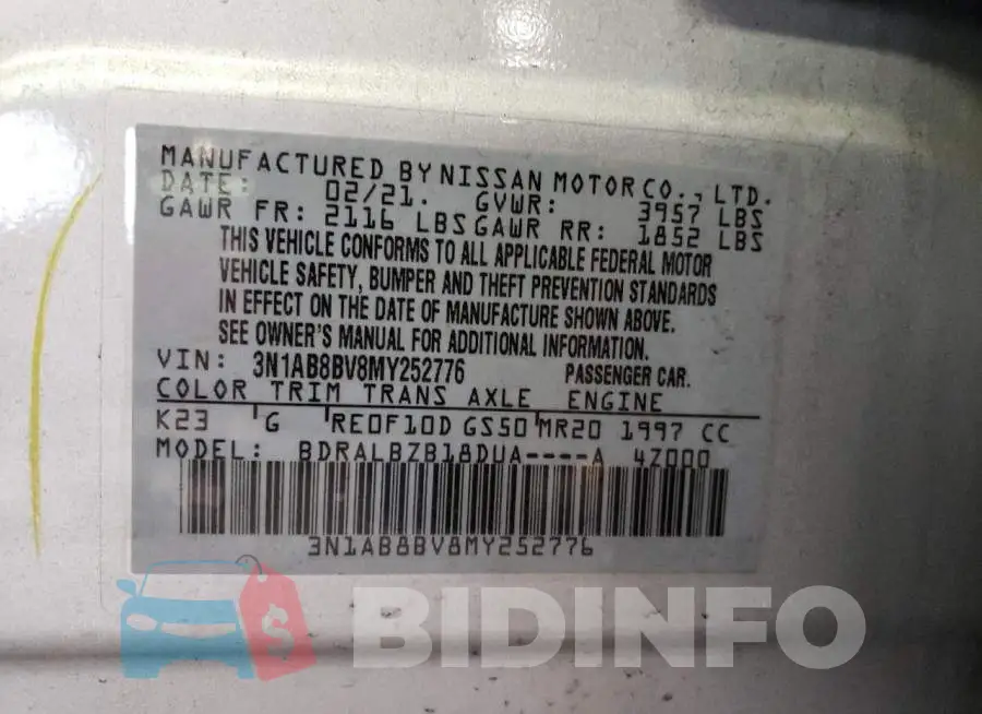 3N1AB8BV8MY252776 Photo# 12