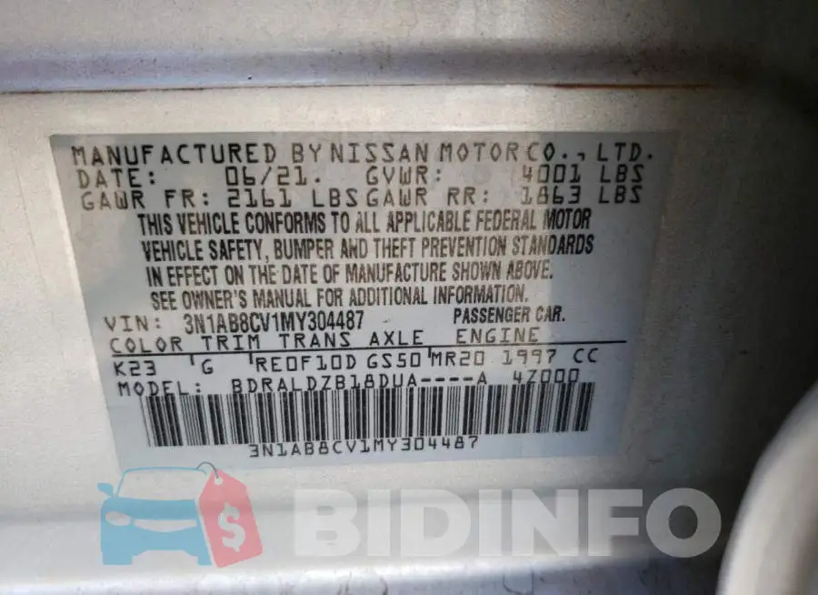 3N1AB8CV1MY304487 Photo# 13