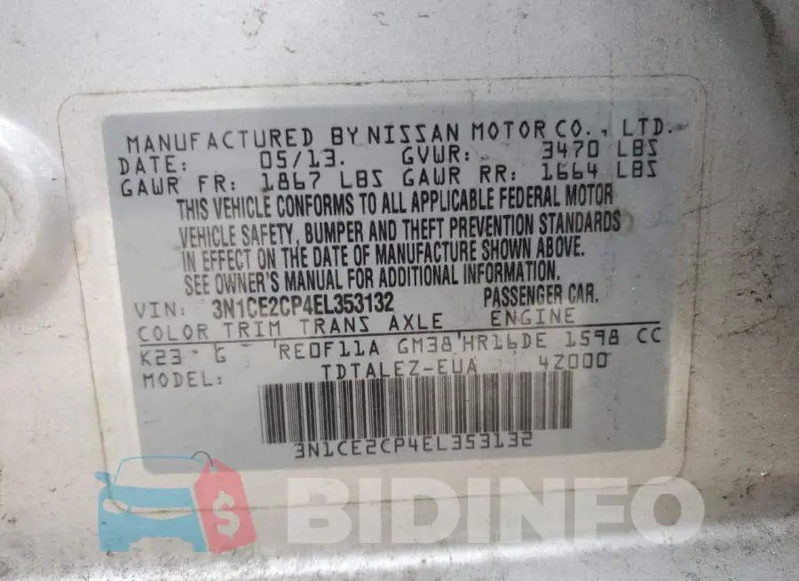3N1CE2CP4EL353132 Photo# 12