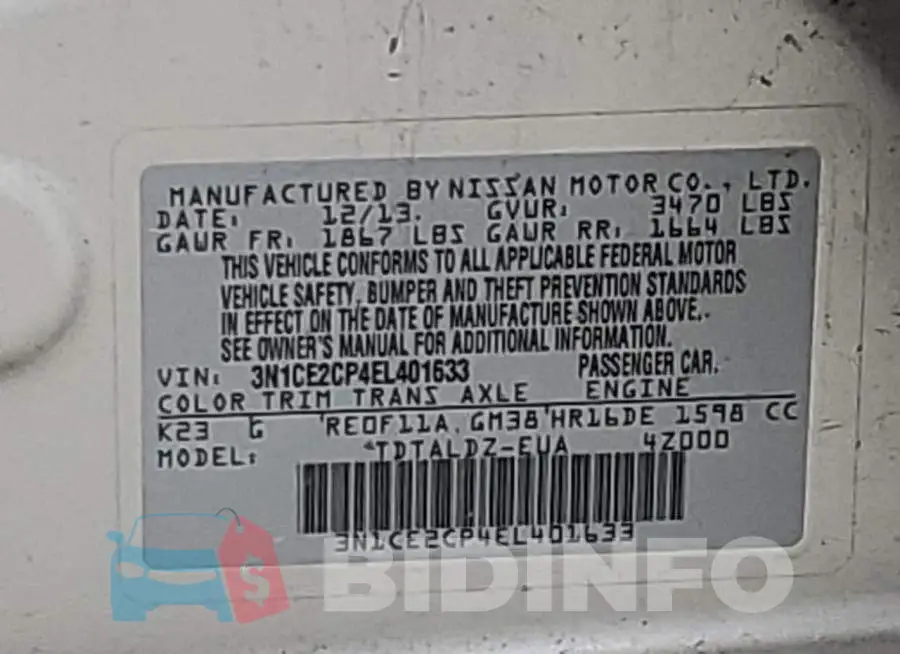 3N1CE2CP4EL401633 Photo# 12