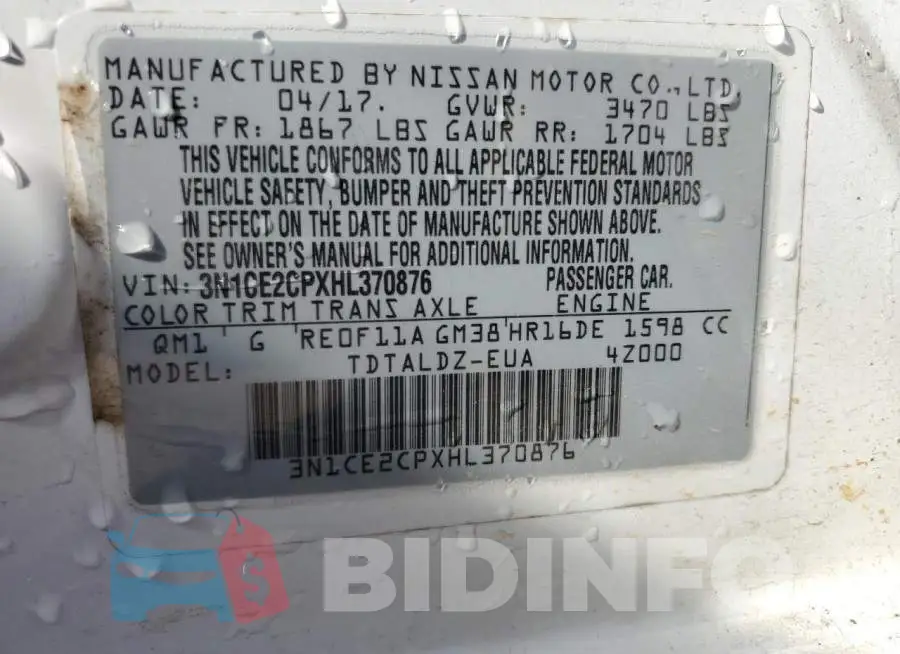 3N1CE2CPXHL370876 Photo# 13