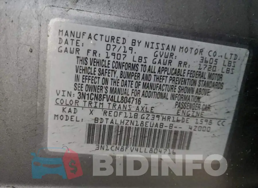 3N1CN8FV4LL804716 Photo# 12
