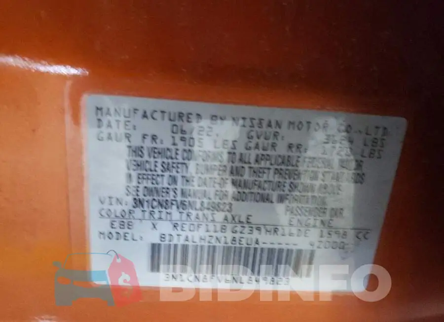 3N1CN8FV6NL849823 Photo# 13
