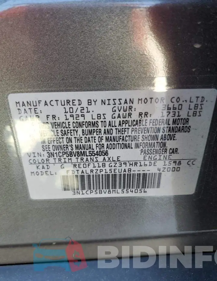 3N1CP5BV8ML554056 Photo# 14
