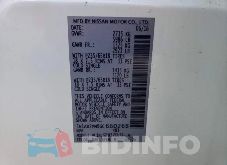 5N1AR2MM9GC660268 Photo# 14