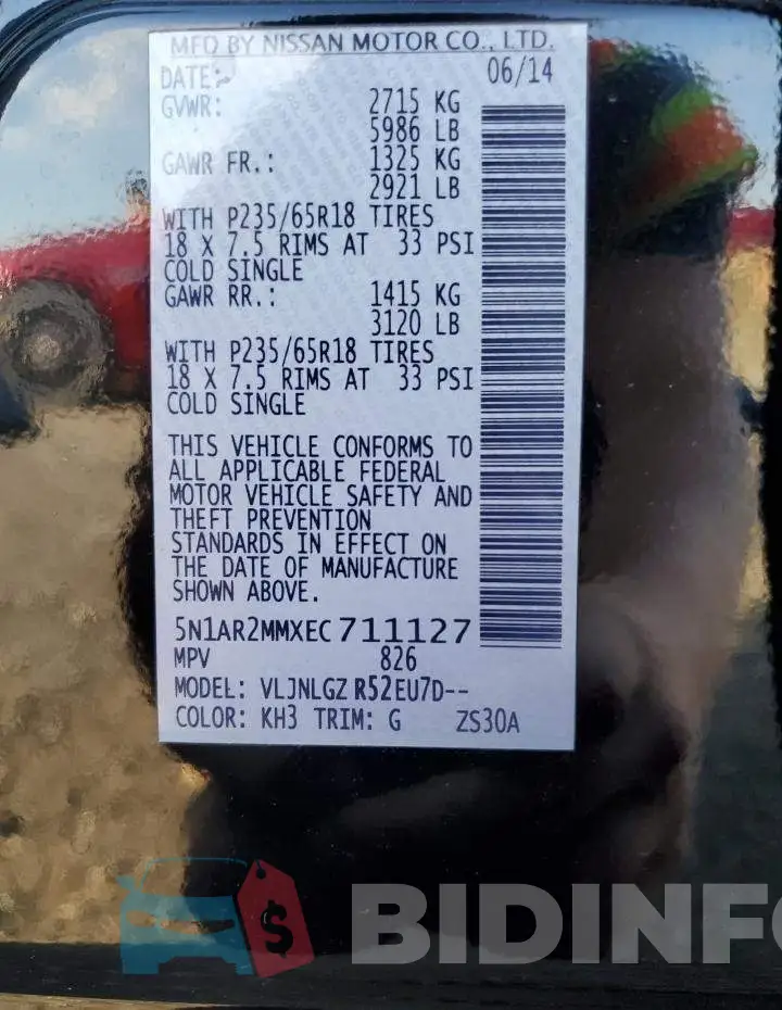 5N1AR2MMXEC711127 Photo# 13