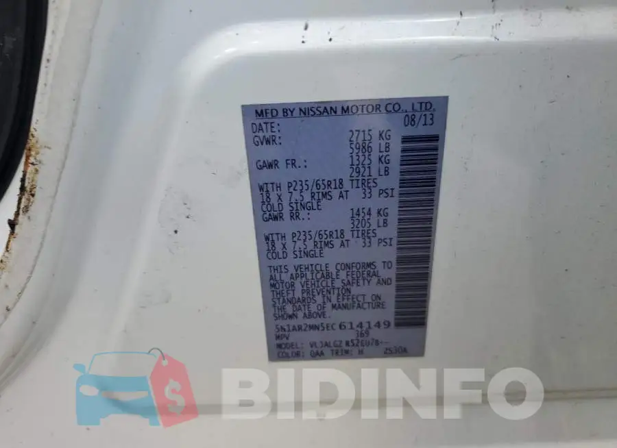 5N1AR2MN5EC614149 Photo# 13