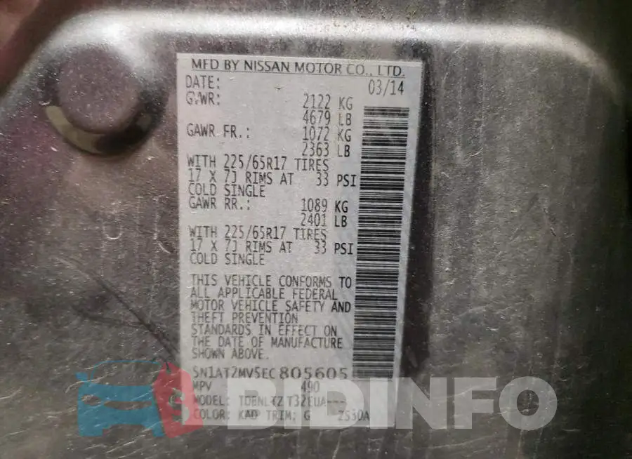 5N1AT2MV5EC805605 Photo# 12