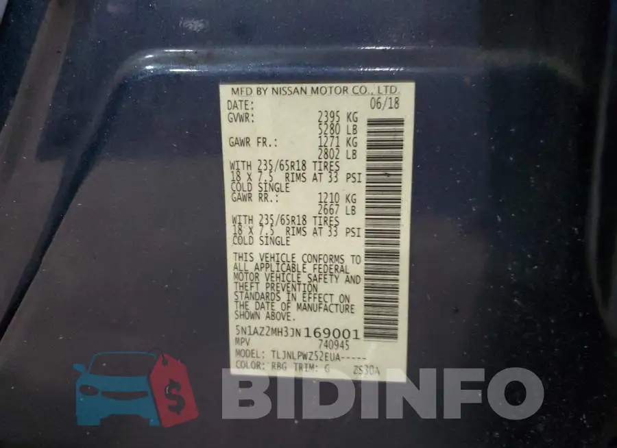 5N1AZ2MH3JN169001 Photo# 13