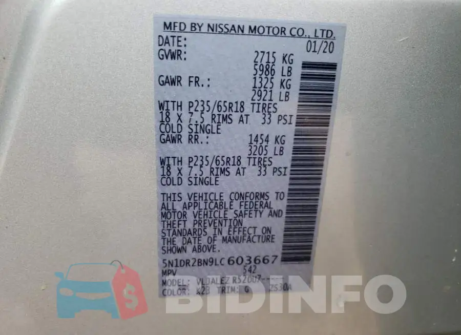 5N1DR2BN9LC603667 Photo# 12