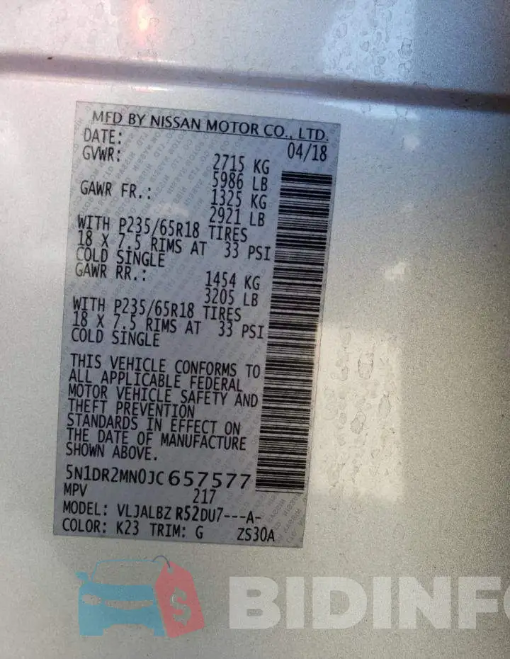 5N1DR2MN0JC657577 Photo# 13