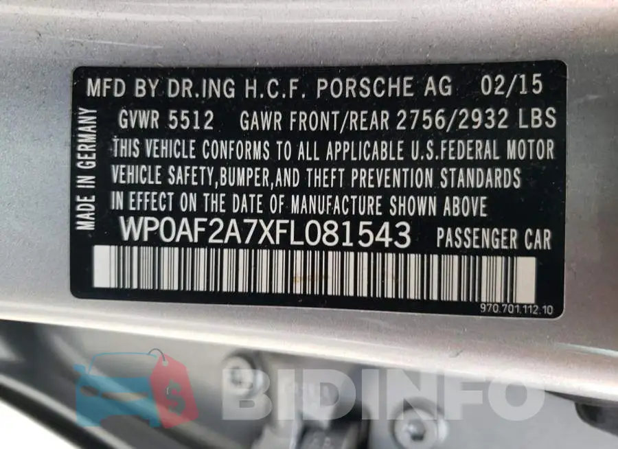 WP0AF2A7XFL081543 Photo# 12