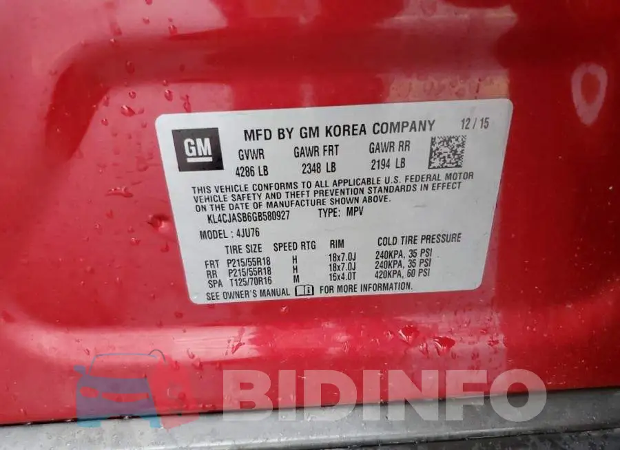 KL4CJASB6GB580927 Photo# 13
