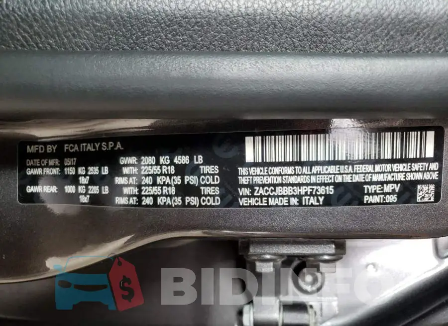 ZACCJBBB3HPF73615 Photo# 13