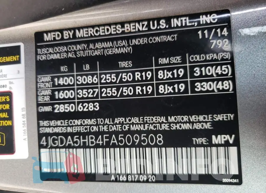 4JGDA5HB4FA509508 Photo# 12