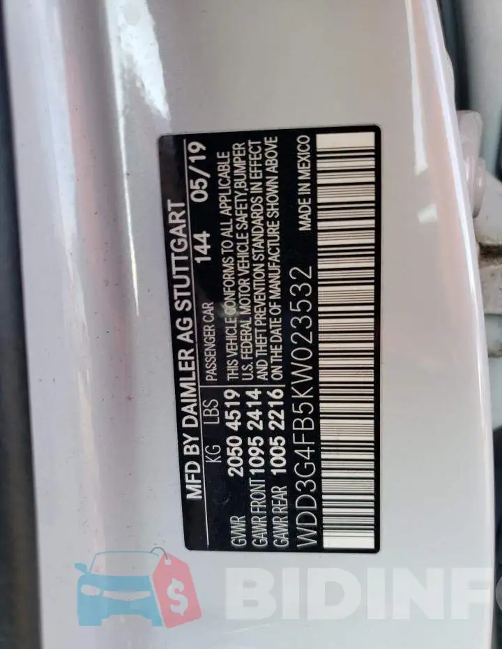 WDD3G4FB5KW023532 Photo# 12