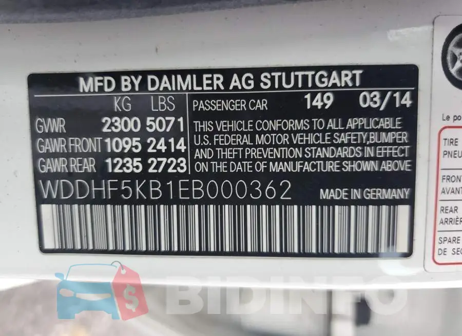 WDDHF5KB1EB000362 Photo# 13