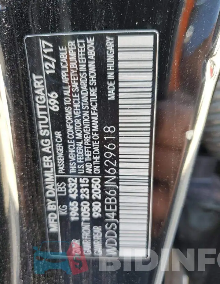 WDDSJ4EB6JN629618 Photo# 12