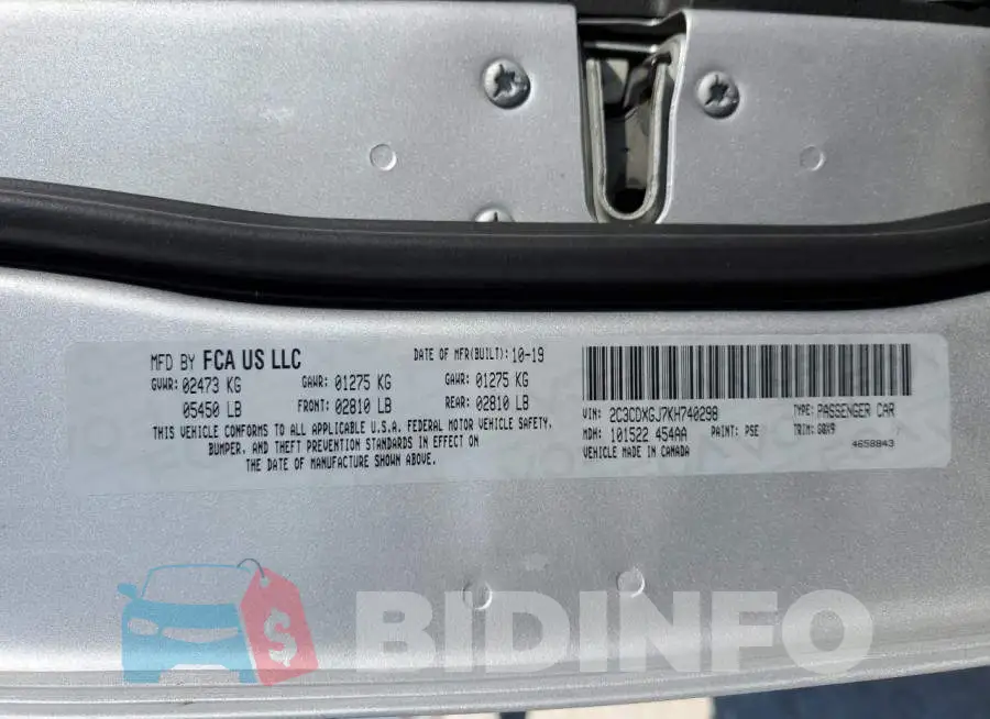 2C3CDXGJ7KH740298 Photo# 12
