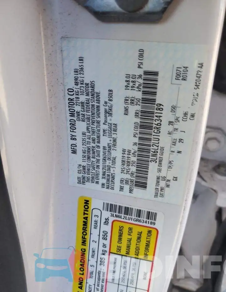 3LN6L2LU1GR634189 Photo# 12