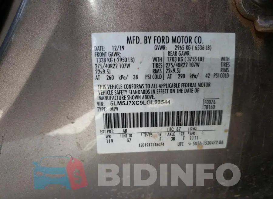 5LM5J7XC9LGL23544 Photo# 13