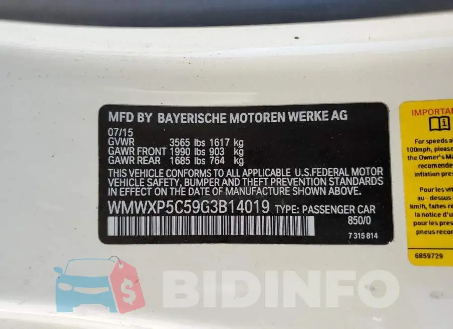 WMWXP5C59G3B14019 Photo# 13