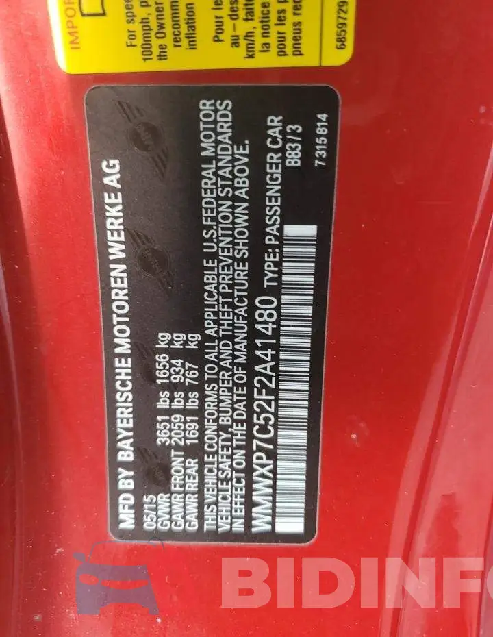 WMWXP7C52F2A41480 Photo# 12