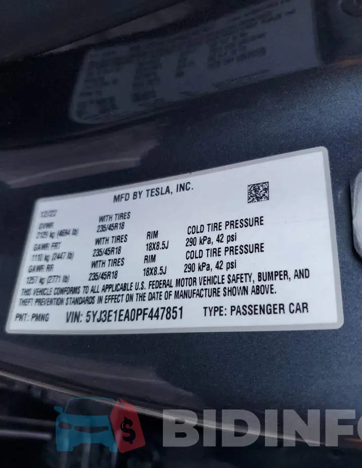 5YJ3E1EA0PF447851 Photo# 12