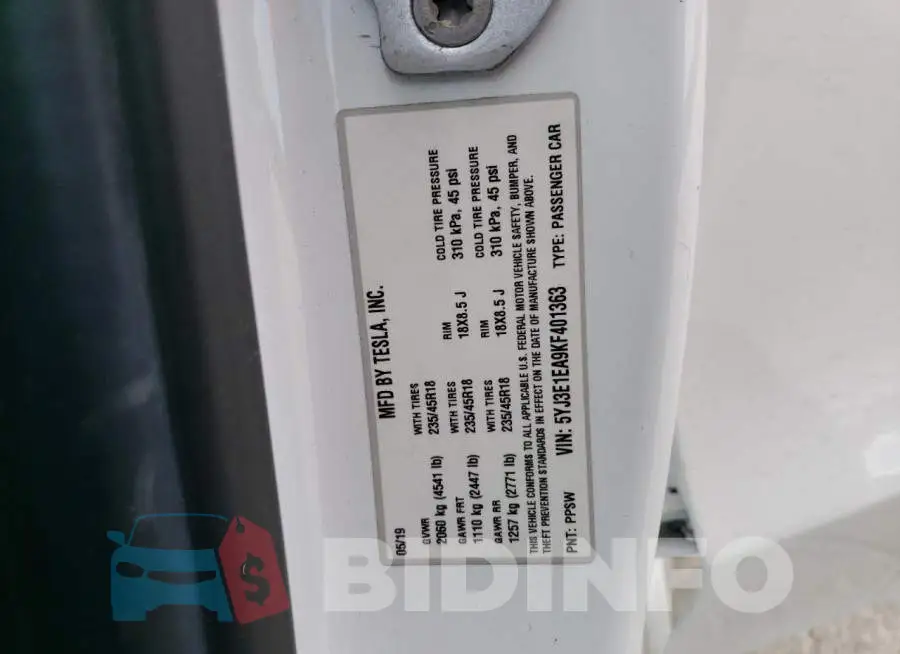 5YJ3E1EA9KF401363 Photo# 13