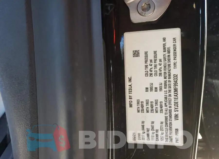 5YJ3E1EAXMF994332 Photo# 13
