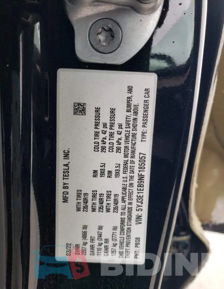 5YJ3E1EB9NF185057 Photo# 12